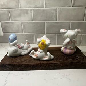 Set of 3 Home Interiors Ceramic 
Bunny Figurines